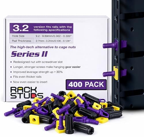 P400 - Server Rack Screws for Server Rack Rails 19" Square Punched Vertical Rails, Perfect Cage Nut Replacement, Rack-Mount Screws - Red 400-Pack 2.22mm/0.086 by Rackstuds