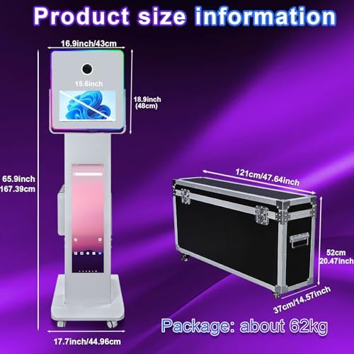 Portable DSLR Photo Booth Machine with 15.6" Touch Screen, Photo Booth with 29" LCD Display, Ring Light, Software, Mini PC,Flight Case for Event Rental Wedding Party (Photo Booth Machine) - Image 5