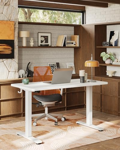 TIQLAB Electric Standing Desk,47 * 24 Inches Adjustable Height Stand up Desk, Sit Stand Home Office Table with Splice Board, White - Image 2