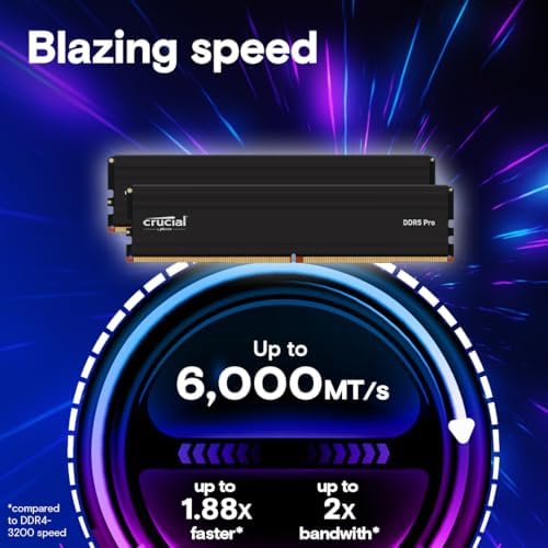 Crucial Pro 48GB DDR5 RAM Kit (2x24GB), 6000MHz (or 5600MHz or 5200MHz or 4800MHz) Desktop Memory UDIMM 288-pin - Compatible with 13th Gen Intel Core and AMD Ryzen 7000 - CP2K24G60C48U5 - Image 2