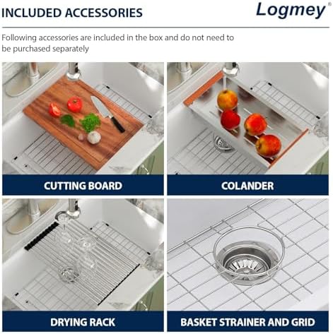 Logmey 30" White Granite Composite Undermount Sink - Image 4