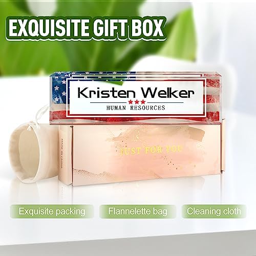 Gowellly Office Desk Name Plate Personalized - Custom Acrylic Name Plates for Desk - Employee Appreciation Gifts - Office Gifts for Teacher,Boss,Nurse,Lawyer,Women Office (Vintage Flag) - Image 5