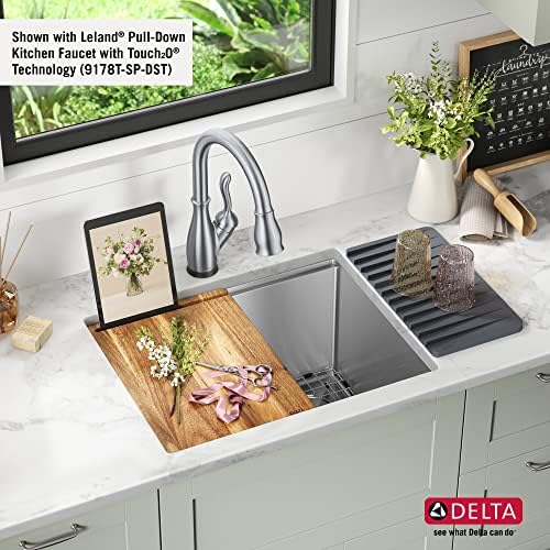 DELTA FAUCET Lorelai 24-inch Workstation Laundry Utility Kitchen Sink Undermount 16 Gauge Stainless Steel Single Bowl with WorkFlow Ledge and a Kit of 5 Accessories, 95B9132-24SL-SS - Image 4