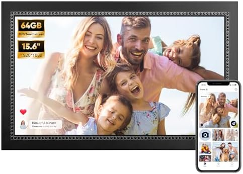 Digital Picture Frame 15.6 Inch Digital Photo Frame with 64GB Storage, 1920 * 1080 IPS FHD Touchscreen, WiFi Smart Frame Share Photos and Videos Instantly from Anywhere via AiMOR App by Humblestead