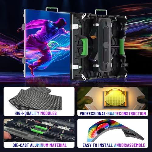 LED Video Wall Panel, Rental LED Display Screen, Giant Stage Backdrop Advertising Screen, P2.91 P3.9 P4.81 Modular LED Display for Events & Commercial Advertising (24, P2.9, 50*50cm(1.64ft*1.64ft)) - Image 2