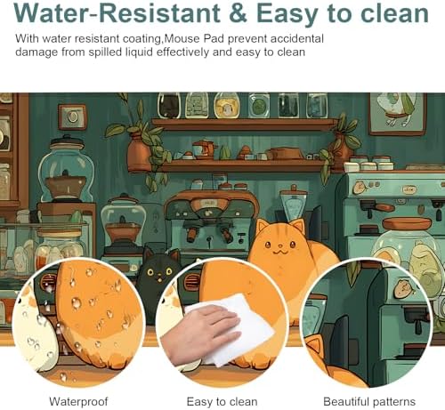 Cute Cat Gaming Mouse Pad 31.5"x11.8" Large Extended Pad Desk Mat Anti-Slip Rubber Base & Durable Stitched Edges for Gamers Smooth Mouse Pad Writing Surface for Desk Office/Home - Image 5