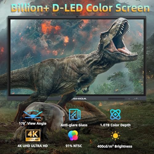 75" Smart Board Google EDLA-Certified 4K Interactive Whiteboard SmartBoard for Classroom & Office Business, Android 14 Touchscreen with 13MP AI Camera 8G RAM+64G ROM, 40-Points, Wall Mount Included - Image 2