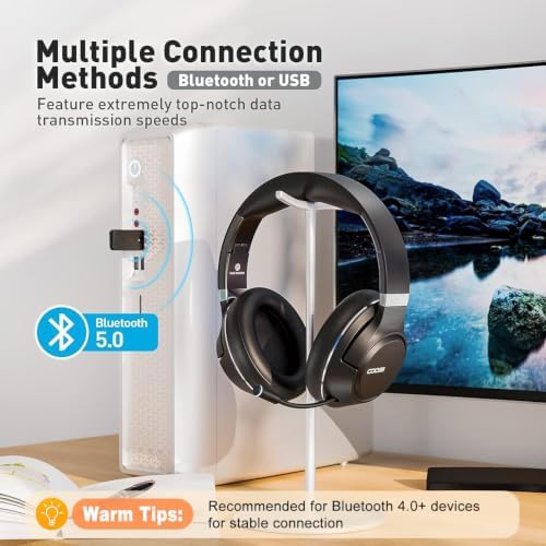 H300 Wireless Headphones with Microphone,Over Ear Bluetooth Headsets, Black - Image 5