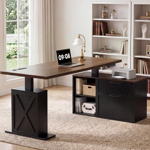 67" L Shaped Standing Desk with Drawers Electric Corner Desk Black by Homiflex