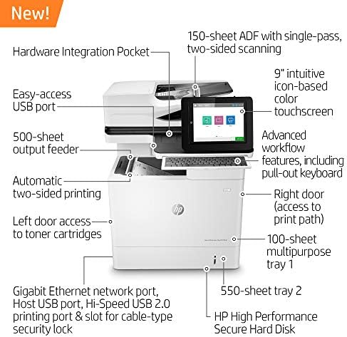 HP LaserJet Enterprise Flow MFP M634h Monochrome All-in-One Printer with Built-in Ethernet & 2-Sided Printing (7PS95A) - Image 2
