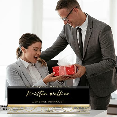 Custom Name Plate for Desk, Desk Name Plate Personalized, Office Decor for Women Men, Acrylic Desktop Accessories, Office Gifts for Coworkers Boss Teacher, Employee Appreciation Gifts (Black/Gold) - Image 5