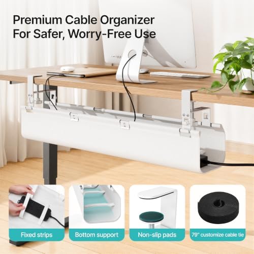 PEGZONE No Drill Under Desk Cable Management Tray, 31.5" Fabric Organizer - Image 6