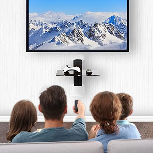 WALI 1 Tier Glass Floating TV Wall Shelf for Projector, DVD Players - Image 2