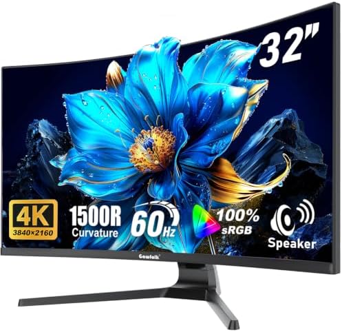 Gawfolk 32 Inch 4K UHD Curved PC Monitor, Ultra-Clear (3840×2160p) Screen by Gawfolk