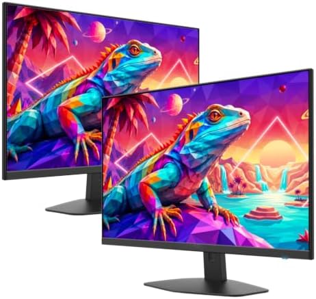 2X Pack - 24 Inch Monitor FHD 100Hz Computer Monitor, HDMI X2 100% sRGB Build-in Speakers, Wall Mount, Tilt, Professional and Gaming Monitor – Machine Black 2026, 2X Pack by Unknown