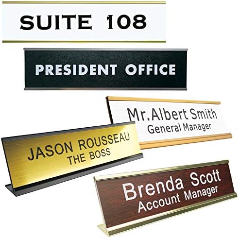 Icomecn Custom Engraved Name Plates with Aluminum Holder 2"x8" by Icomecn