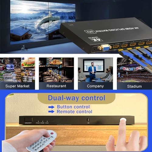 4-in4-out Video Wall Controller 2x2, HDMI & VGA & USB & SD Support 4K Input TV Wall Controller,1080P Output TV Wall Processor,180 Degree Rotate 1x2,1x3,1x4,2x2,2x1,3x1x4x1 - Image 6