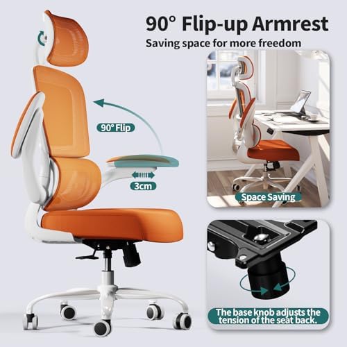 TRALT Office Chair Ergonomic Desk Chair with Lumbar Support Orange, 1 - Image 5