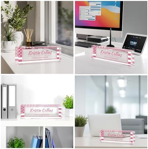 Custom Name Plate for Desk, Personalized Desk Name Plate on Clear Acrylic Glass, Appreciation Gifts for Teacher Employee Boss Coworkers Nurse, Office Desk Accessories for Women Men (Dusty Pink) - Image 2