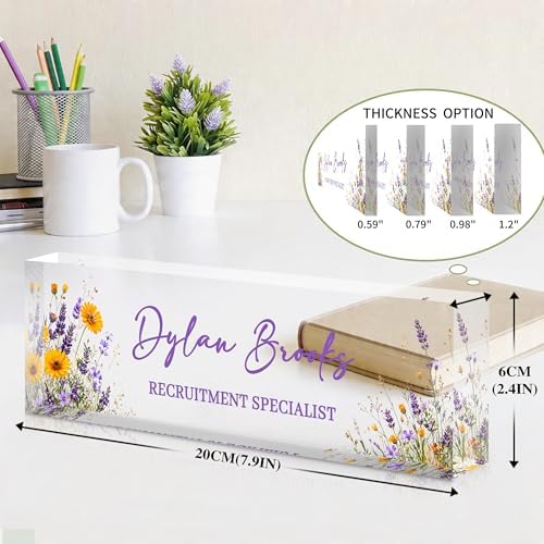 Custom Name Plate for Desk, Acrylic Desk Name Plate Personalized, Employee Appreciation Gifts, Office Desk Accessories for Women Men Teacher Nurse, Coworker Gifts for Manager Assistant (Amethyst) - Image 4