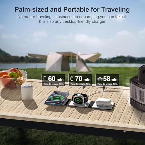 3 in 1 Charging Station for Multple Devices,Foldable 3 in 1 Wireless Charger for Travel,Nano Wireless Charging Station for iPhone16 15 14 13 12 Pro Max/Watch 10 9 8 7 6 5 4 3 Ultra/AirPod Pro - Image 2