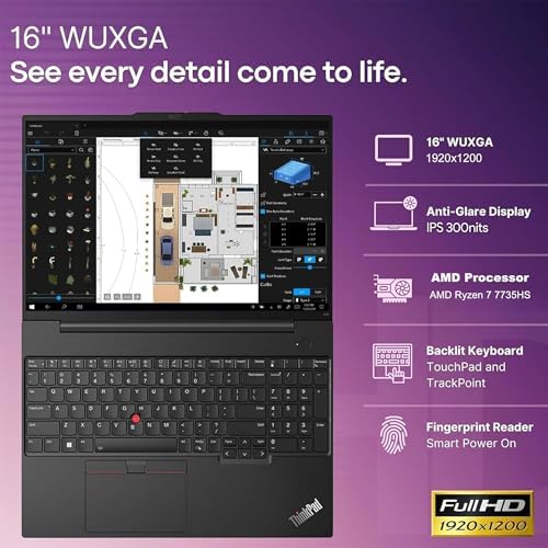 Lenovo ThinkPad E16 16 Ryzen 7 7735HS 16GB DDR5 512GB SSD Type-C Hub Laptop - Image 3