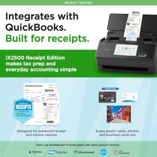 ScanSnap iX2500 Receipt Edition Wireless or USB High-Speed Scanner, Black - Image 3