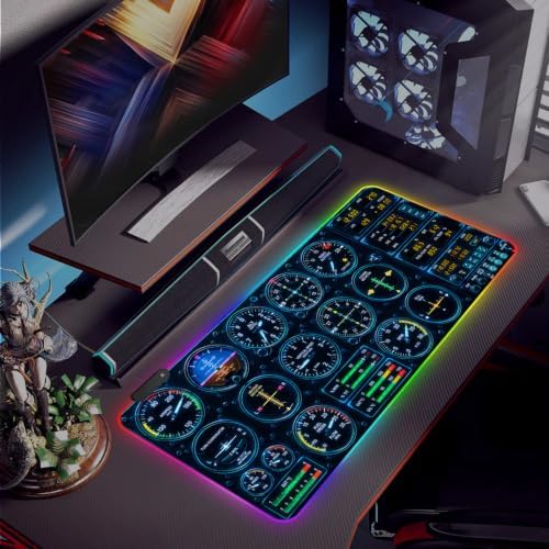 Car Dashboard RGB Gaming Mouse Pad Large Extended Desk Mat 35.4 x 15.7 inch LED Glowing Mousepad Light Up Keyboard Pad Non-Slip Rubber Base - Image 7