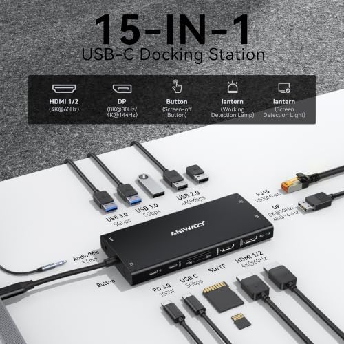 Docking Station Dual Monitor, 15 in 1 USB C Docking Station 3 Monitors - Image 2