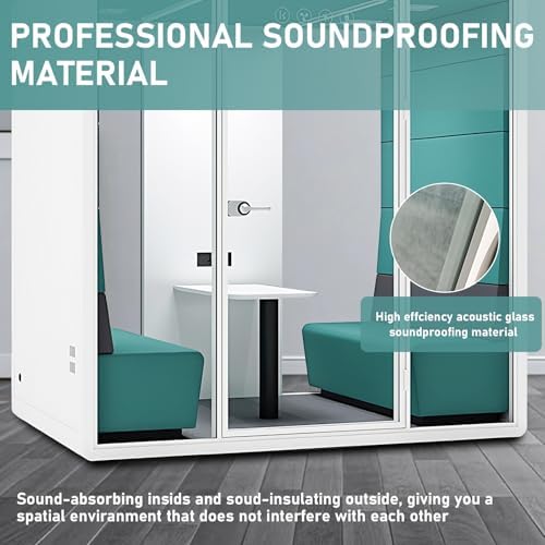 Office Sound Booth with Audio Privacy - Soundproof Proof Booth Includes Superimposed Interior Design,Sound Room Include Socket,Fans,Light for Study (Blue, 90IN) - Image 4