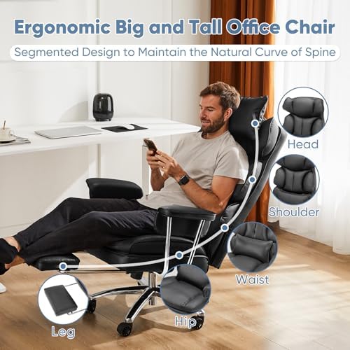 DUMOS Ergonomic Home Office Desk Chair, Executive Chair, PU Leather - Image 4