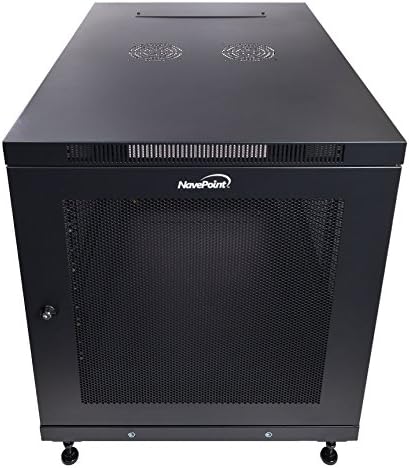 NavePoint 12U Network Cabinet with Wheels 33” Deep, 18U Wall Mount Server Rack with Locking Perforated Door, 19 Inch Rack for IT Equipment, 12U Network Rack Enclosure, 1000lbs Capacity, Black by NavePoint