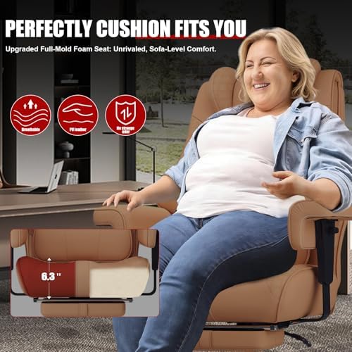 Big and Tall Office Chair with Foot Rest, High Back Computer Desk Chair - Image 6
