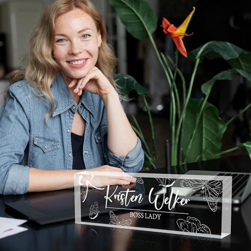 Personalized Desk Name Plates, Acrylic Engraved Name Plate for Desk, Custom Office Gifts & Desk Decor for Women Men, Employee Appreciation Gifts for Boss Teacher Nurse - Image 4