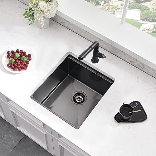 Black Undermount Bar Sink, 15 x 17 Inch - Image 4
