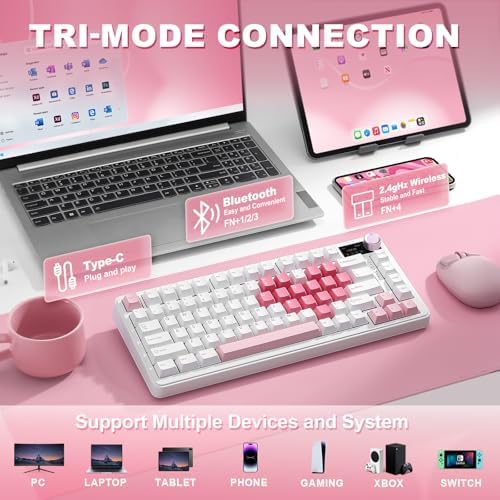 YUNZII B75 PRO MAX 75% Mechanical Keyboard (White Heart,Cocoa V2) - Image 3