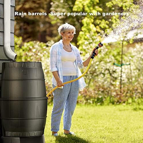 45 Gallon Rain Barrel for Gutter Rainwater Collection, BPA-Free Water Catcher with Mesh Screen, Lid, Spigot and Hose, Outdoor Water Storage for Garden Watering and Lawn Care - Image 5