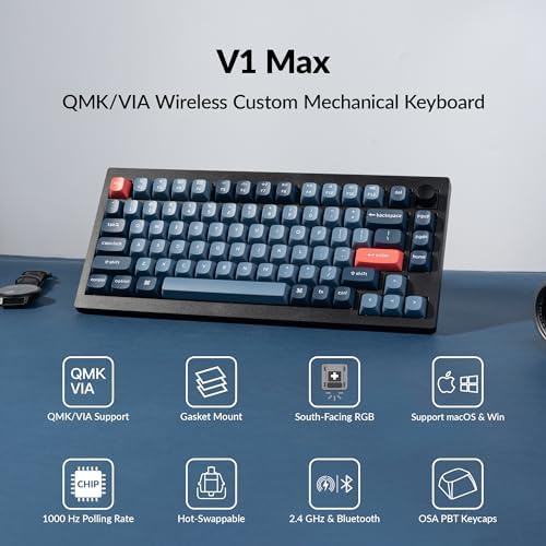 Keychron V1 Max QMK Wireless Mechanical Keyboard, 75% Layout Custom Knob - Image 2