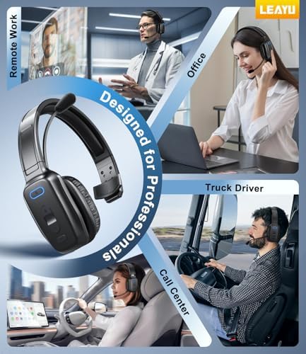 LEAYU Trucker Bluetooth Headset, 60-Hour AI Noise-Canceling Mic for Driving - Image 6