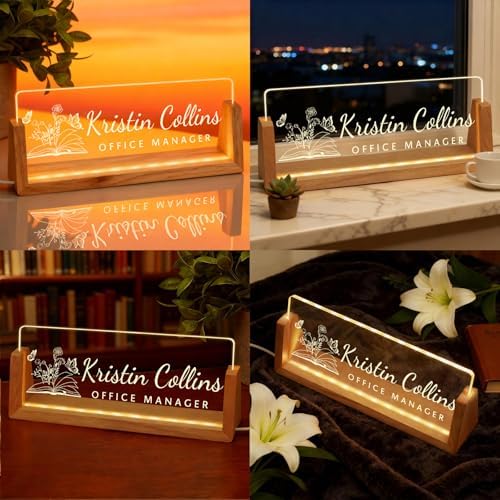 Personalized LED Name Plate for Desk, Light Up Acrylic Office Decor - Image 2
