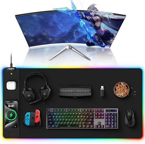 Wireless Charging RGB Gaming Mouse Pad, Desk Pad for MacBook, PC, Laptop by TopmadeProduct-Ordernow