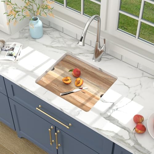 Lordear 21 Inch Granite Composite Bar Sink - 21"x18" Undermount Kitchen Sinks White Quartz Composite Sinks Single Bowl Under Counter Ledge Workstation Bar Prep RV Sink Basin - Image 4