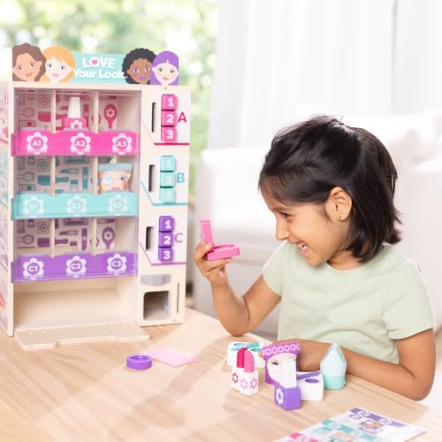 Melissa & Doug Beauty Kiosk Wooden Vending Machine Salon Play Set - Image 5