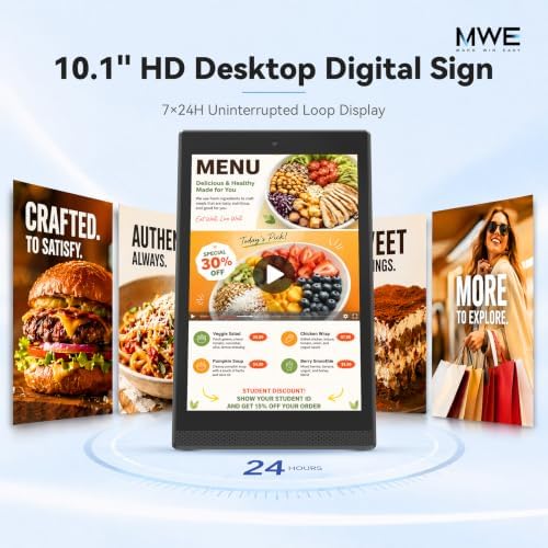 10.1" Desktop Digital Signage Display, L-Shaped HD Touch Screen Kiosk, LedArt App Remote Management, Commercial Advertising Display for Retail, Restaurant, Hotel (WiFi/Ethernet/USB) - Image 4
