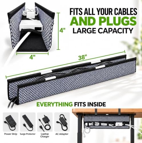 Perfect POSTURE Mesh Cable Organizer – Clamp-Mounted Under Desk Cable Management, Flexible Mesh, Easy-Access Design, & Standing Desk Compatible – 38” (White) - Image 3