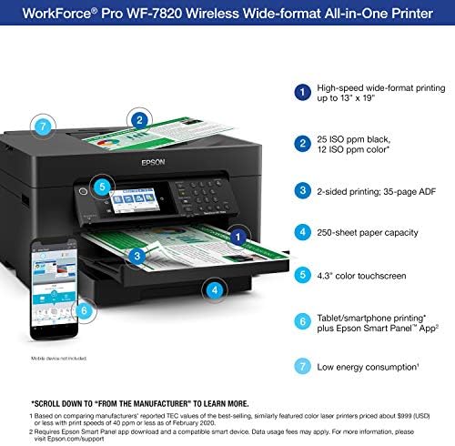 Epson Workforce Pro WF-7820 Wireless All-in-One Wide-Format Inkjet Printer - Image 4