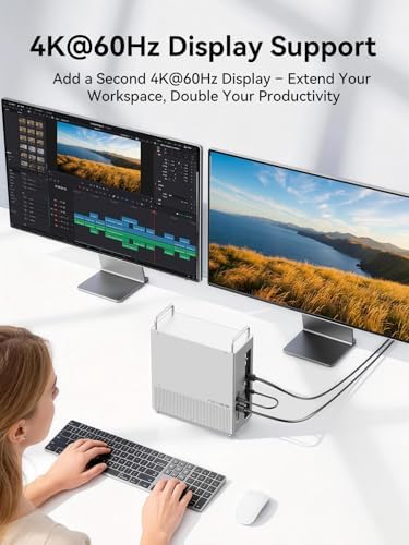 ACASIS 40Gbps Mac mini M4 Dock & Stand with Dual-Bay NVMe SSD Enclosure，11-in-1 Docking Station for Mac mini M4/M4 Pro, Dual DisplayPort MST, 3×USBA 10Gbps, 30W PD, SD/TF Reader - Image 4