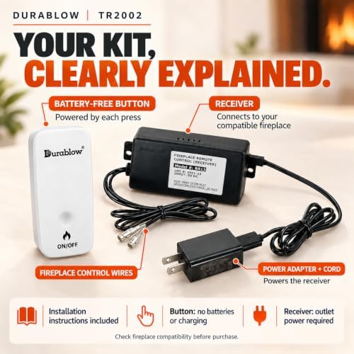 Durablow TR2002 Gas Fireplace Remote Control with Battery-Free On/Off Button Switch, for Millivolt Valves, Electronic Ignition Modules, or Replacing Existing Switch/Thermostat - Image 6
