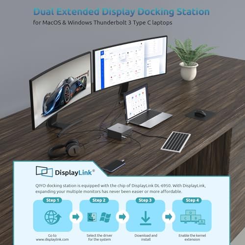 USB C Docking Station Dual Monitor,Tiergrade 16 in 1 Docking Station for MacBook, USB-C Windows Laptops with 4K HDMI, 2 DPS, 100W PD 3.0, 6 USB Ports, Mic/Audio, Mac OS Supports Extended Display - Image 3