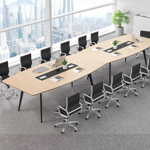 DWVO 70.8" Boat Shaped Conference Table, 6FT Meeting Table, Light Wood - Image 2